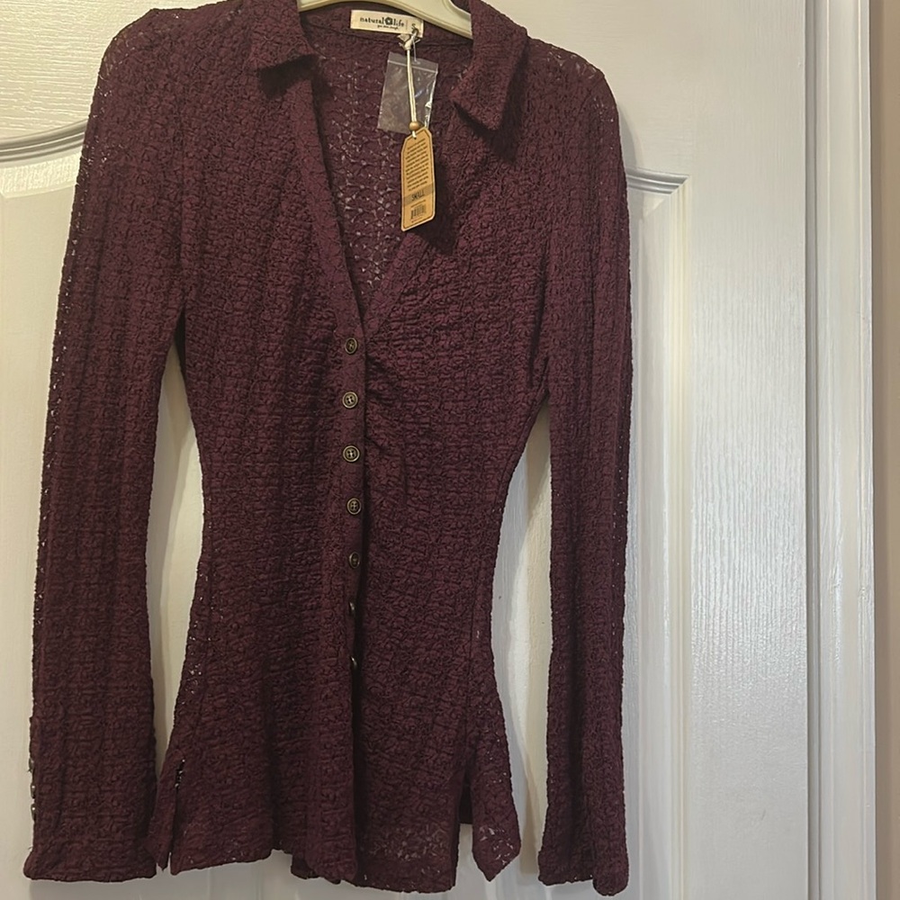 Natural Life Carina Lace Top eggplant never worn